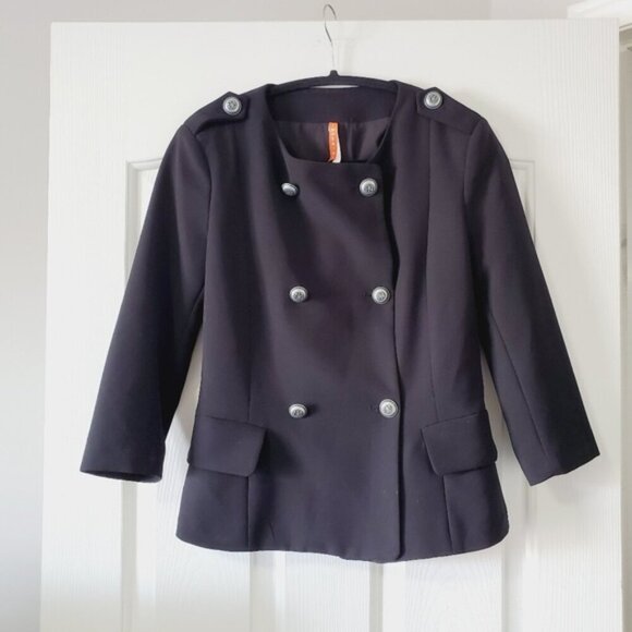 Imperial Italy Black Double Breasted Lined Military Academia Preppy Blazer M - Picture 3 of 11